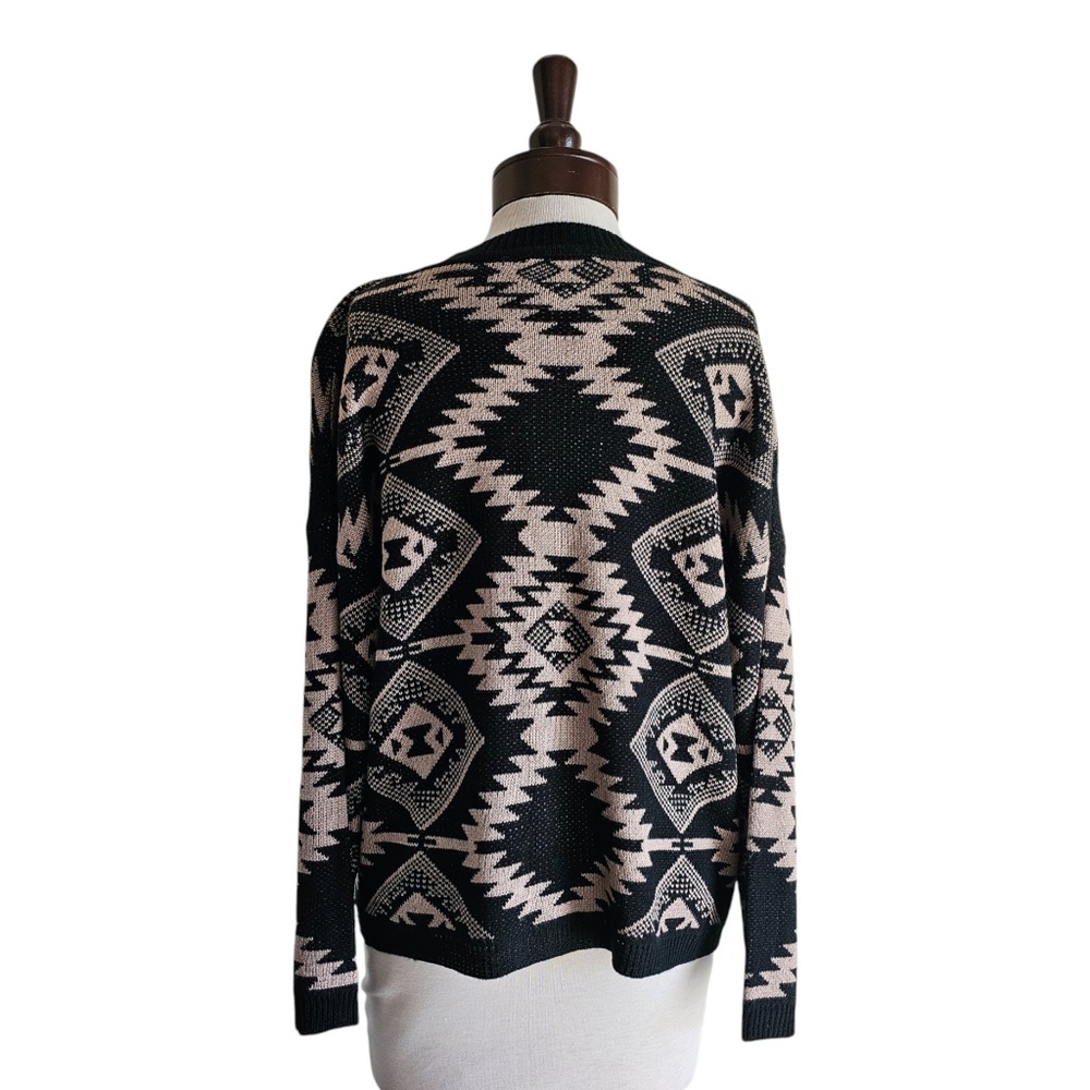 Lumiere Black & Beige Southwest-Inspired Knit Sweater – Size M – 100% Acrylic - Picture 3 of 3